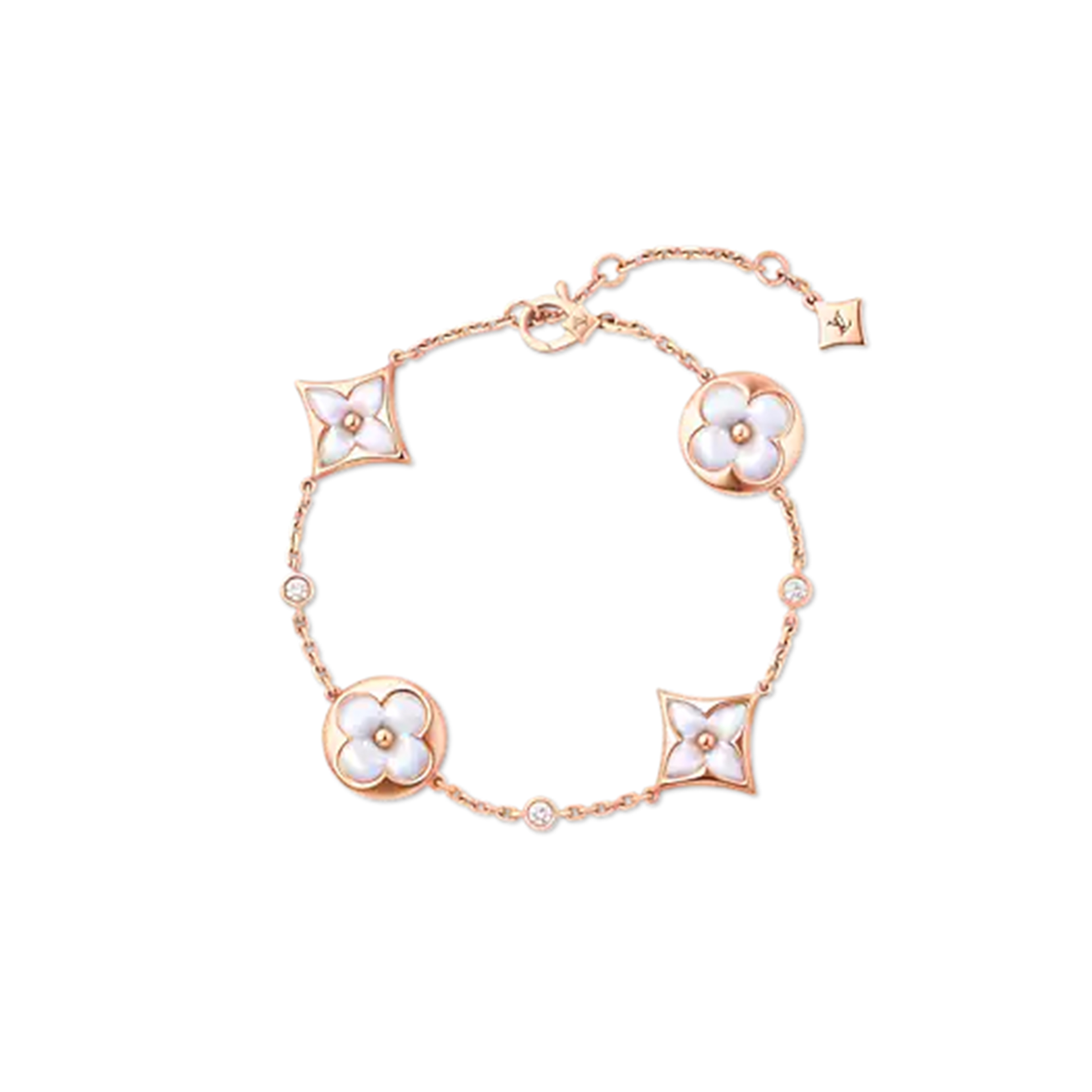 LOUIS VUITTON COLOUR BLOSSOM BB MULTI-MOTIF BRACELET, PINK GOLD, WHITE MOTHER-OF-PEARL AND DIAMONDS Q95596